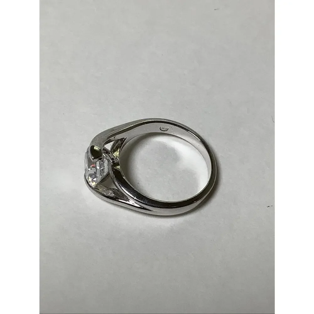 925 Sterling Silver Cubic Zirconia Solitaire Engagement Ring Vintage A7-45